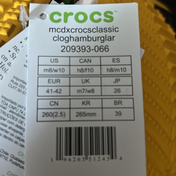 NWT Crocs x Mcdonalds Hamburglar Crocs with Jibbitz Size M8/W10 - Picture 9 of 9